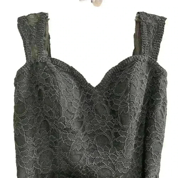 Mori Lee Dark Gray Lace Evening Gown Size 10 Sleeveless V-Neck Short Dress - Picture 11 of 16